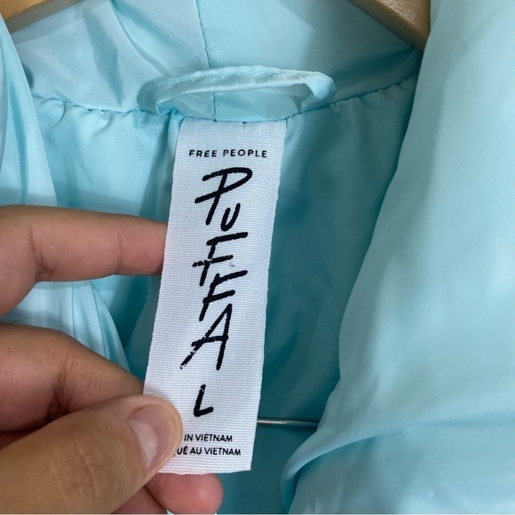 Free People Ella Puffer‎ Coat Puffa Jacket Icy Blue Sz L - Picture 4 of 6